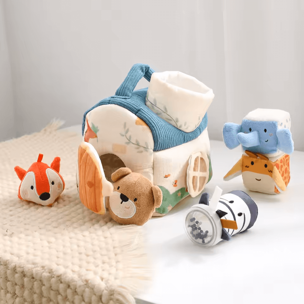 AnimalHouse™ Soft Sensory Baby Play House | Plush Animal Activity Toy