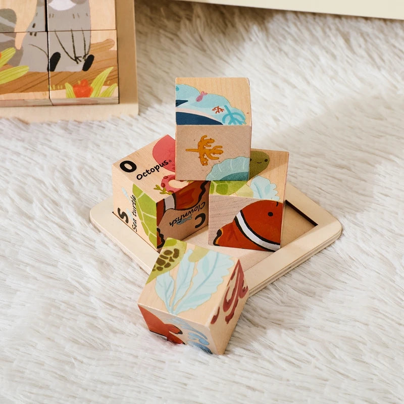 PictureBlock Puzzle™ | Montessori 4-Block Animal Matching Toy for Early Learning