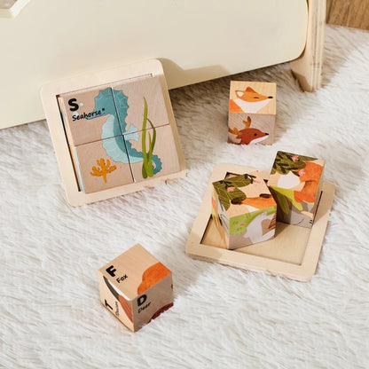 PictureBlock Puzzle™ | Montessori 4-Block Animal Matching Toy for Early Learning