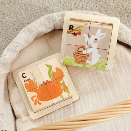 PictureBlock Puzzle™ | Montessori 4-Block Animal Matching Toy for Early Learning