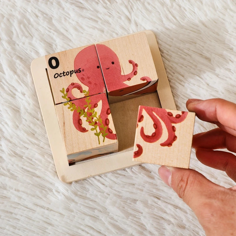 PictureBlock Puzzle™ | Montessori 4-Block Animal Matching Toy for Early Learning