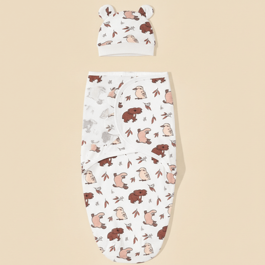 Essential Newborn Swaddle & Hat™ | Soft Breathable Baby Wrap for Newborns