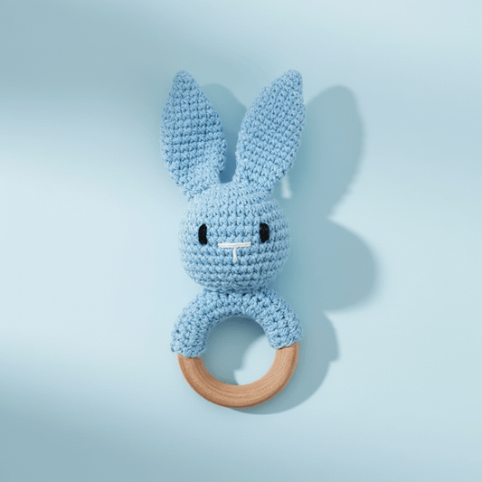 BunnyRattle™ Crochet Baby Rattle Toy | Soft Teething Ring for Newborns & Infants