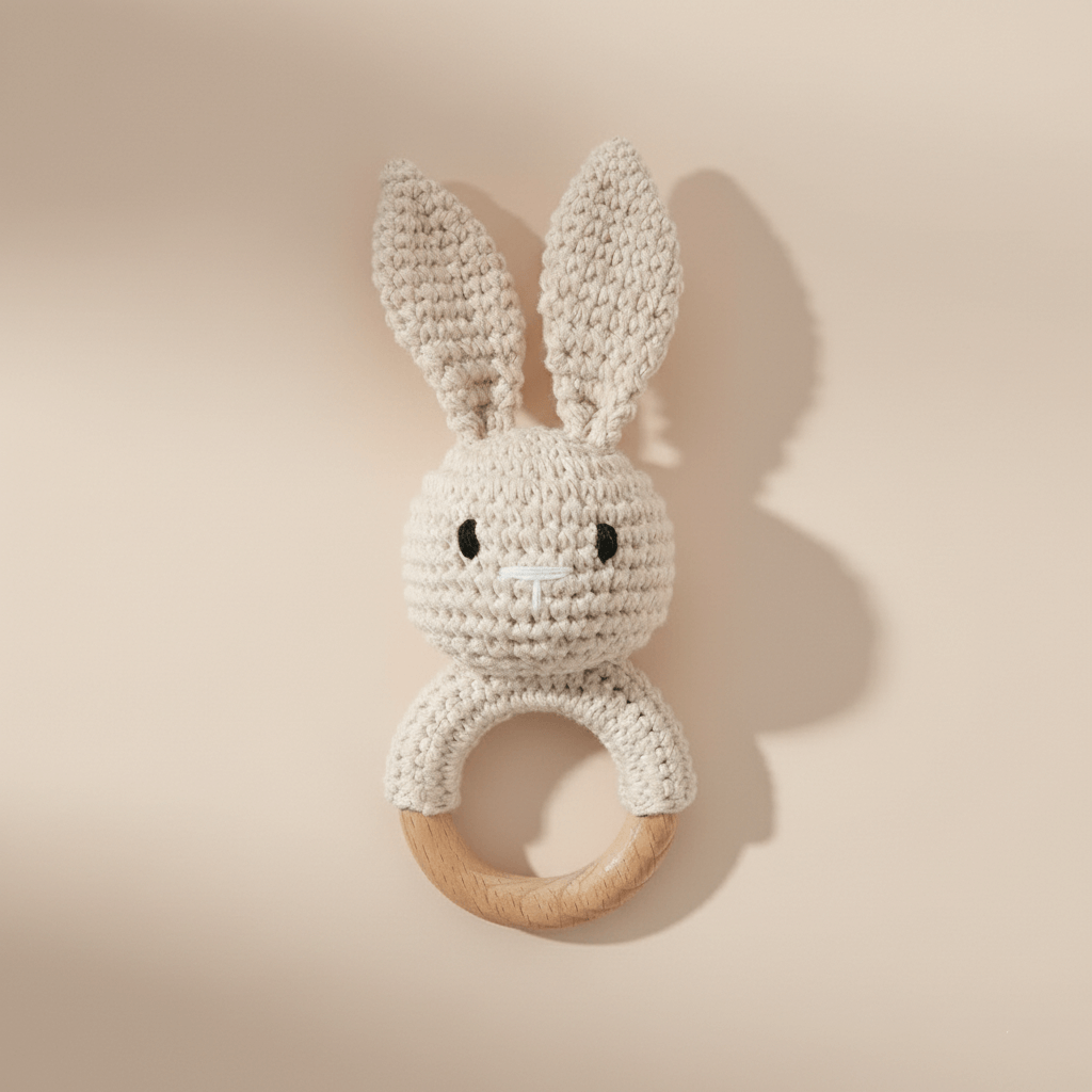 BunnyRattle™ Crochet Baby Rattle Toy | Soft Teething Ring for Newborns & Infants