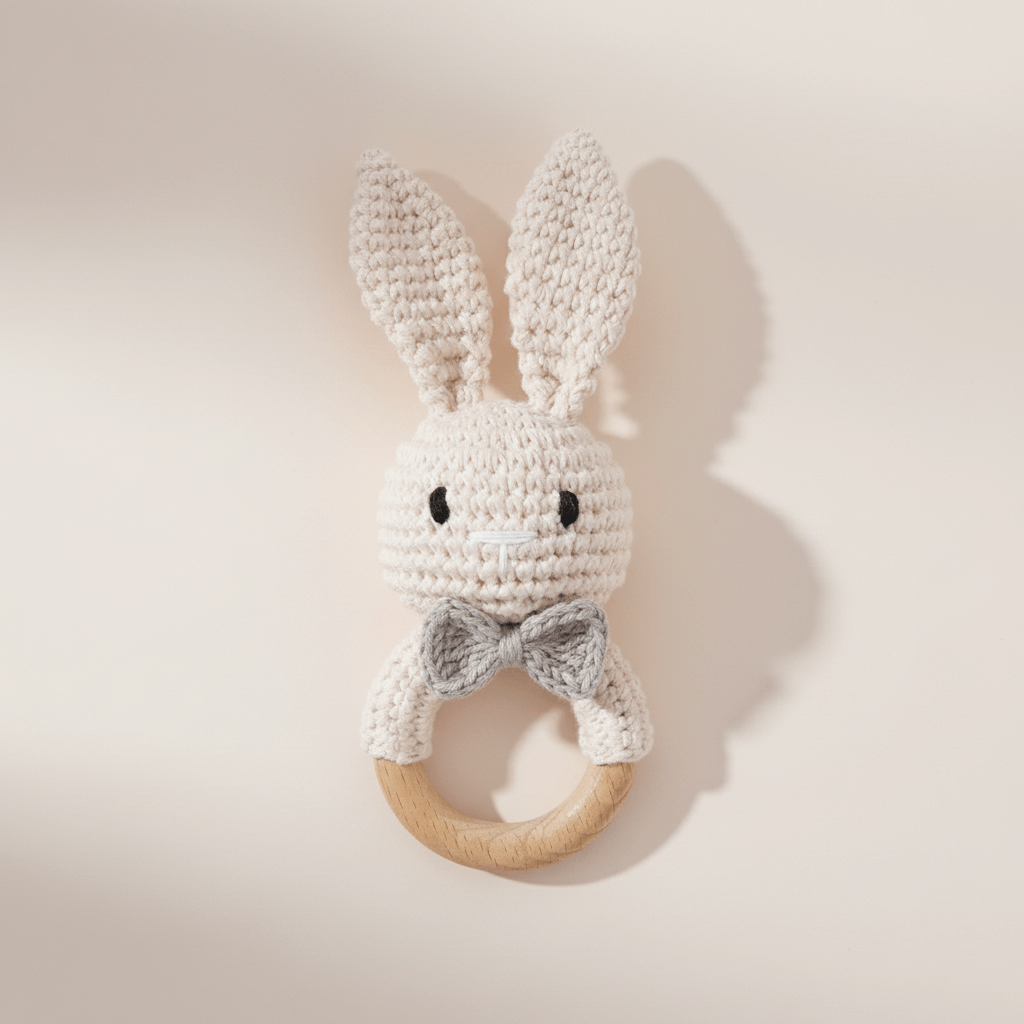 BunnyRattle™ Crochet Baby Rattle Toy | Soft Teething Ring for Newborns & Infants