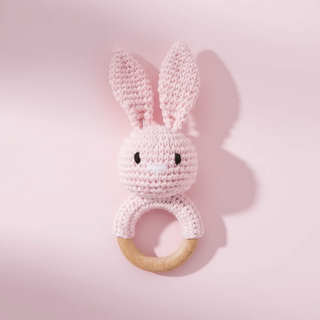 BunnyRattle™ Crochet Baby Rattle Toy | Soft Teething Ring for Newborns & Infants