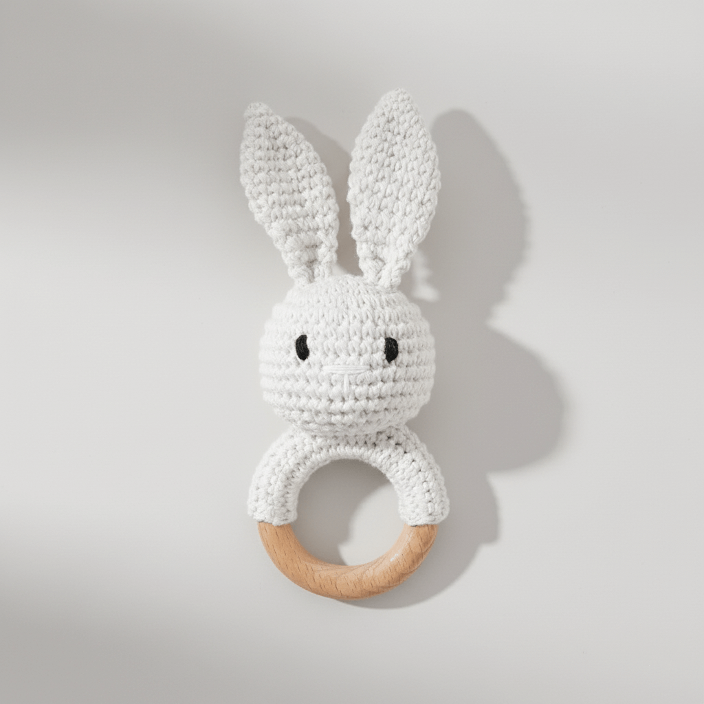 BunnyRattle™ Crochet Baby Rattle Toy | Soft Teething Ring for Newborns & Infants