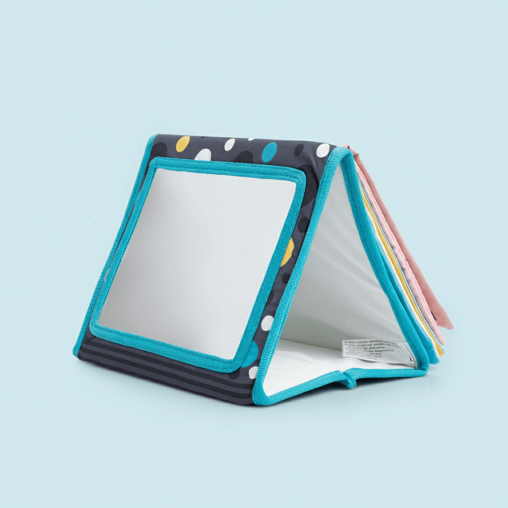 Sensory Mirror Book™ | Tummy Time High-Contrast Crinkle Book with Safe Baby Mirror