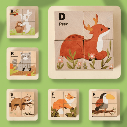 PictureBlock Puzzle™ | Montessori 4-Block Animal Matching Toy for Early Learning