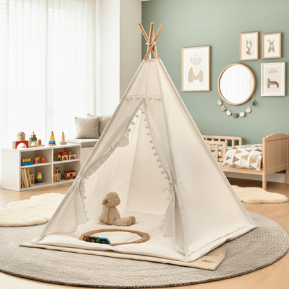 Scandi Teepee Tent™ – Indoor Play Tent, Neutral Canvas Teepee for Toddlers & Children | Minimalist Playhouse
