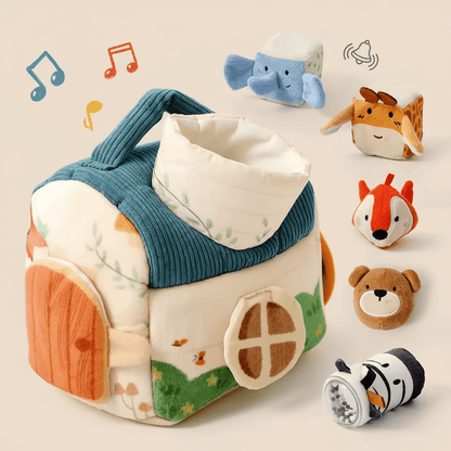 AnimalHouse™ Soft Sensory Baby Play House | Plush Animal Activity Toy