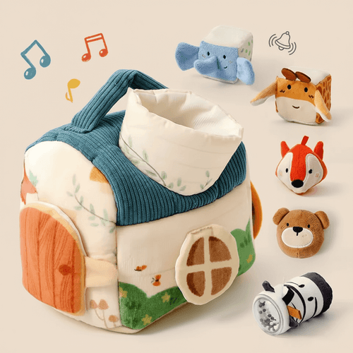 AnimalHouse™ Soft Sensory Baby Play House | Plush Animal Activity Toy