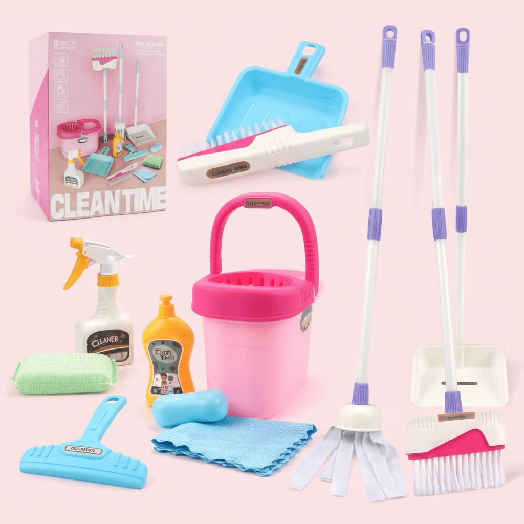 Little Helper Cleaning Set™ – Kids Housework Role Play Cleaning Kit | Mop, Brush, Bucket, Sprayer & Tools