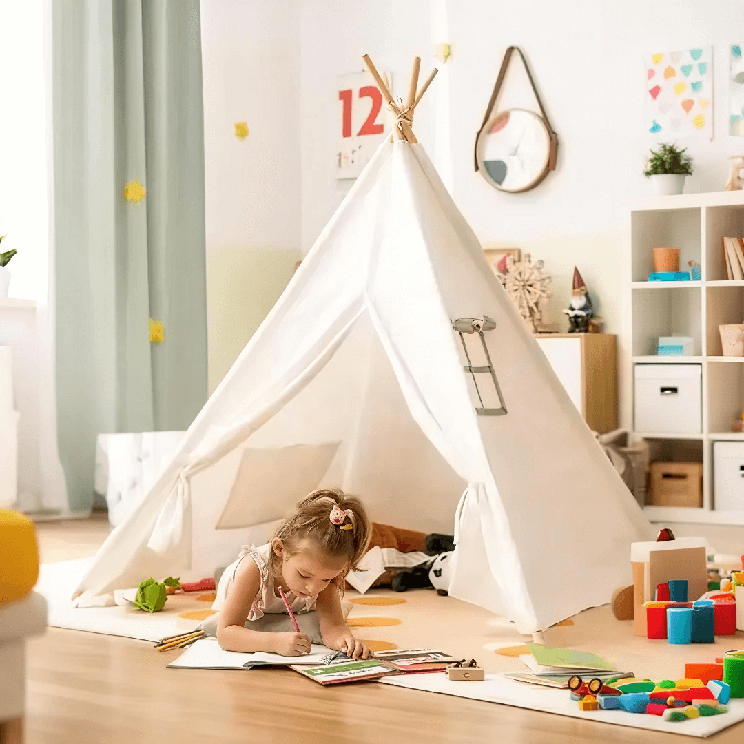 Scandi Teepee Tent™ – Indoor Play Tent, Neutral Canvas Teepee for Toddlers & Children | Minimalist Playhouse