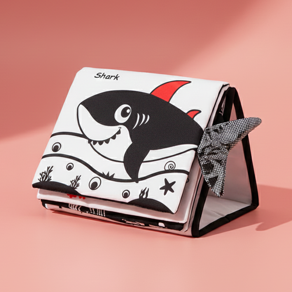 Sensory Mirror Book™ | Tummy Time High-Contrast Crinkle Book with Safe Baby Mirror